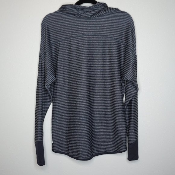Mondetta Gray Stripe Cowl Neck Sweatshirt Pull Over Long Sleeve Medium - Picture 2 of 4
